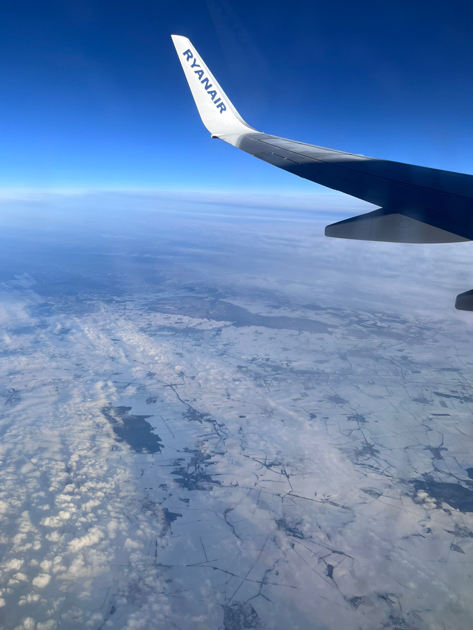 Ryanair plane flying from London Stansted Airport